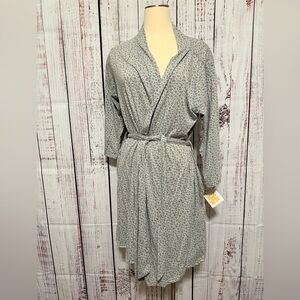 Light Gray Floral Wrap Robe - Women’s Soft Lounge Robe